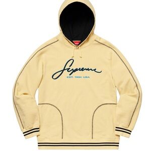 Supreme CONTRAST EMBROIDERED HOODED SWEATSHIRT in Pale Yellow